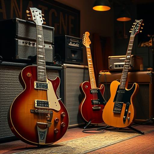 Guitar amplifiers and vintage instruments in the lounge area.