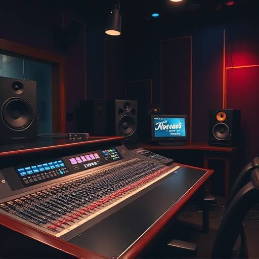 Sonic Haven Studios' mixing console, displaying a variety of audio equipment.